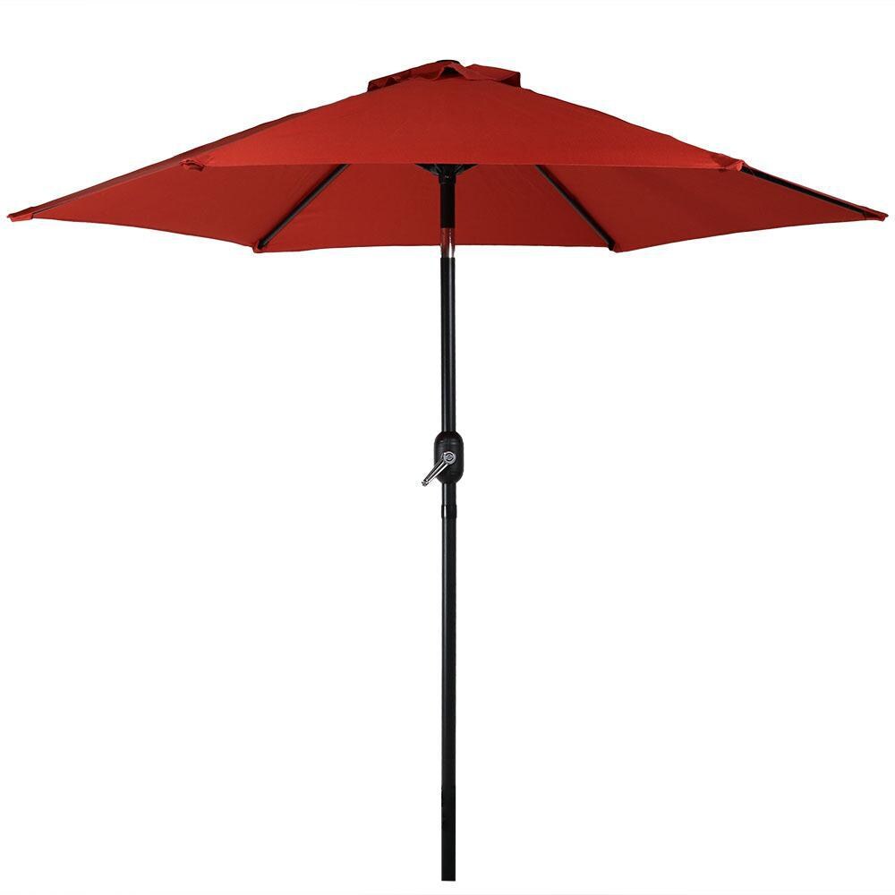 Ultimate Patio 7.5 Ft. Octagonal Aluminum Patio Market Umbrella W/ Crank & Tilt - Black Frame & Burnt Orange Polyester Canopy
