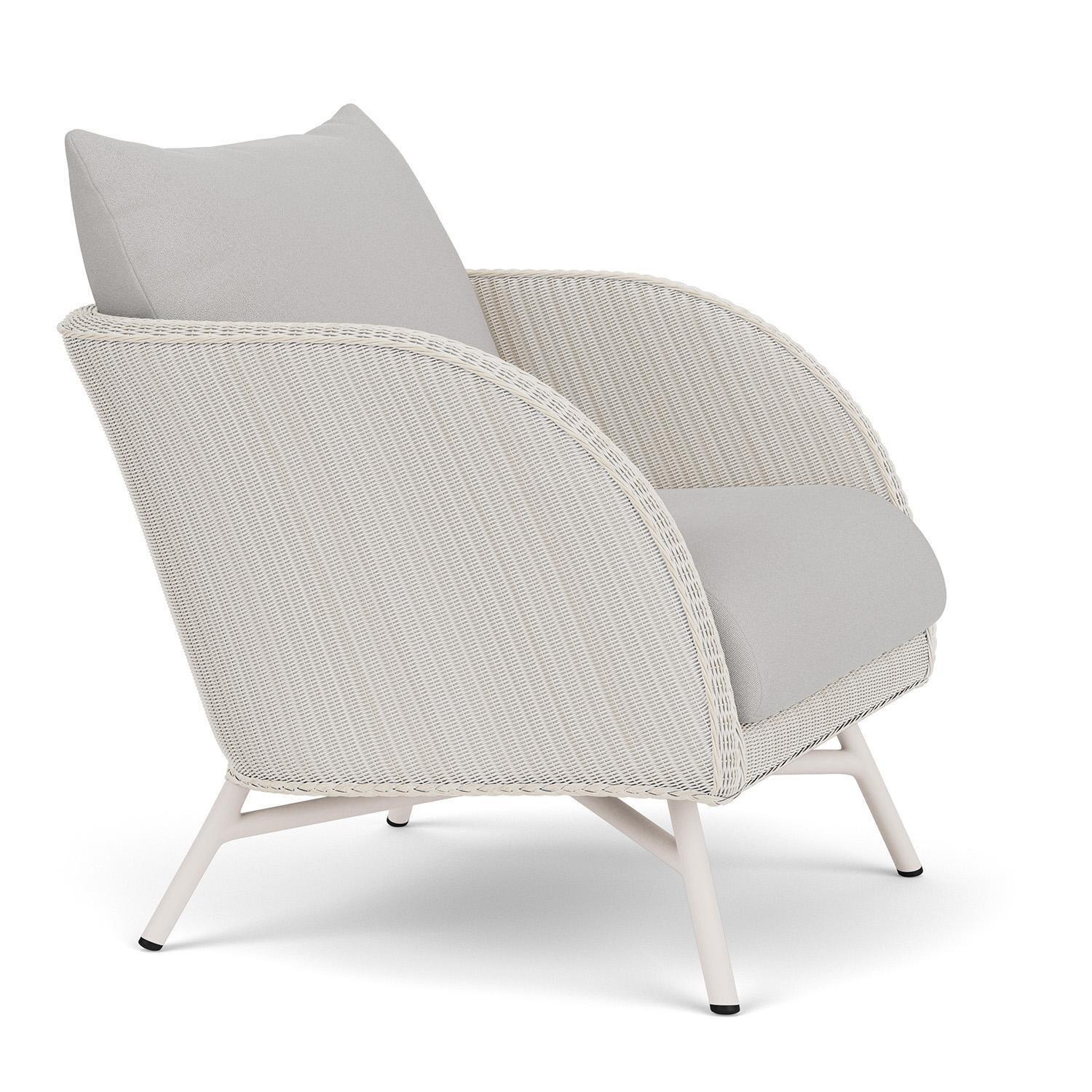 Lloyd Flanders Essence Lounge Chair W/Tundra Dove Fabric - Antique White Finish - Angled thumbnail