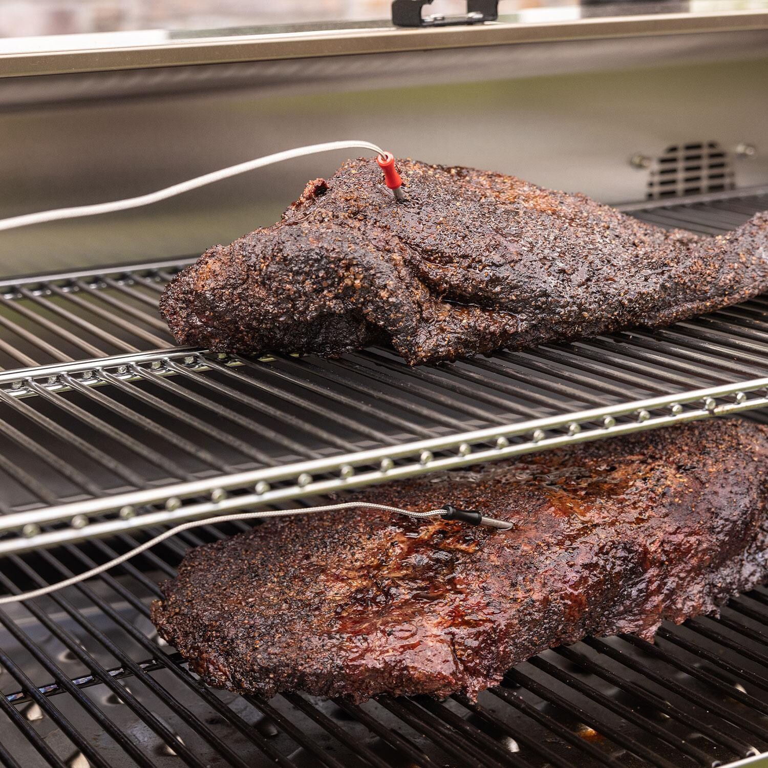 Camp Chef PG36SSG Woodwind SS 36 Pellet Grill With Propane Sidekick Griddle - Probes In Use - Lifestyle thumbnail