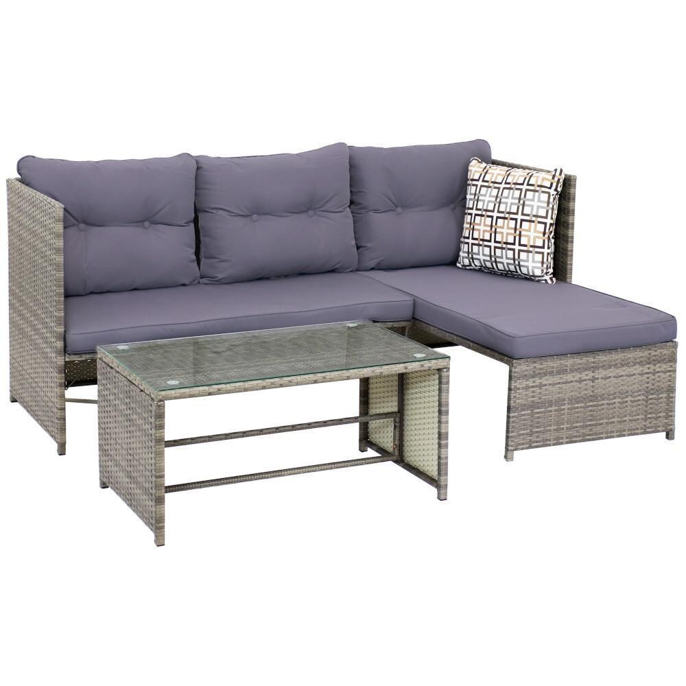 Ultimate Patio Outdoor Patio Sectional Sofa Set W/ Cushions - Full Set - White Background thumbnail