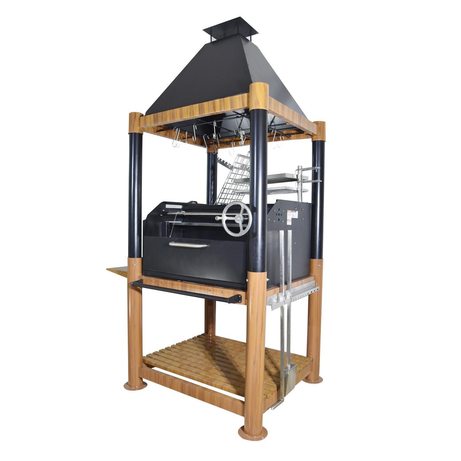 Tagwood BBQ02SI BBQ Beast Argentine Wood Fire & Charcoal Grill - Angled View From Right thumbnail