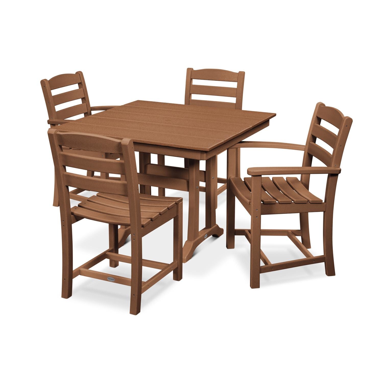 POLYWOOD La Casa Cafe Teak 5 Piece Farmhouse Dining Set W/ Trestle Legs thumbnail