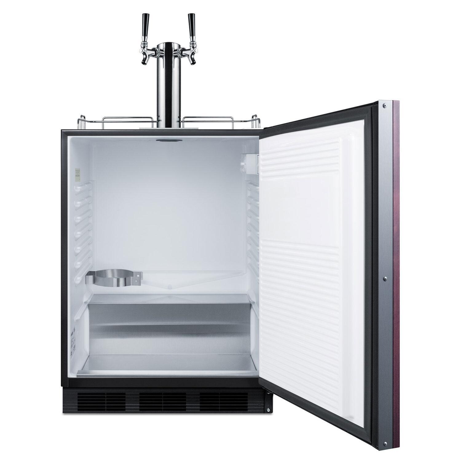 Summit SBC58BLBIADAIF ADA Compliant 24 Inch 5.5 Cu. Ft. Built-In Dual Tap Panel Ready Kegerator - Interior - White Background thumbnail