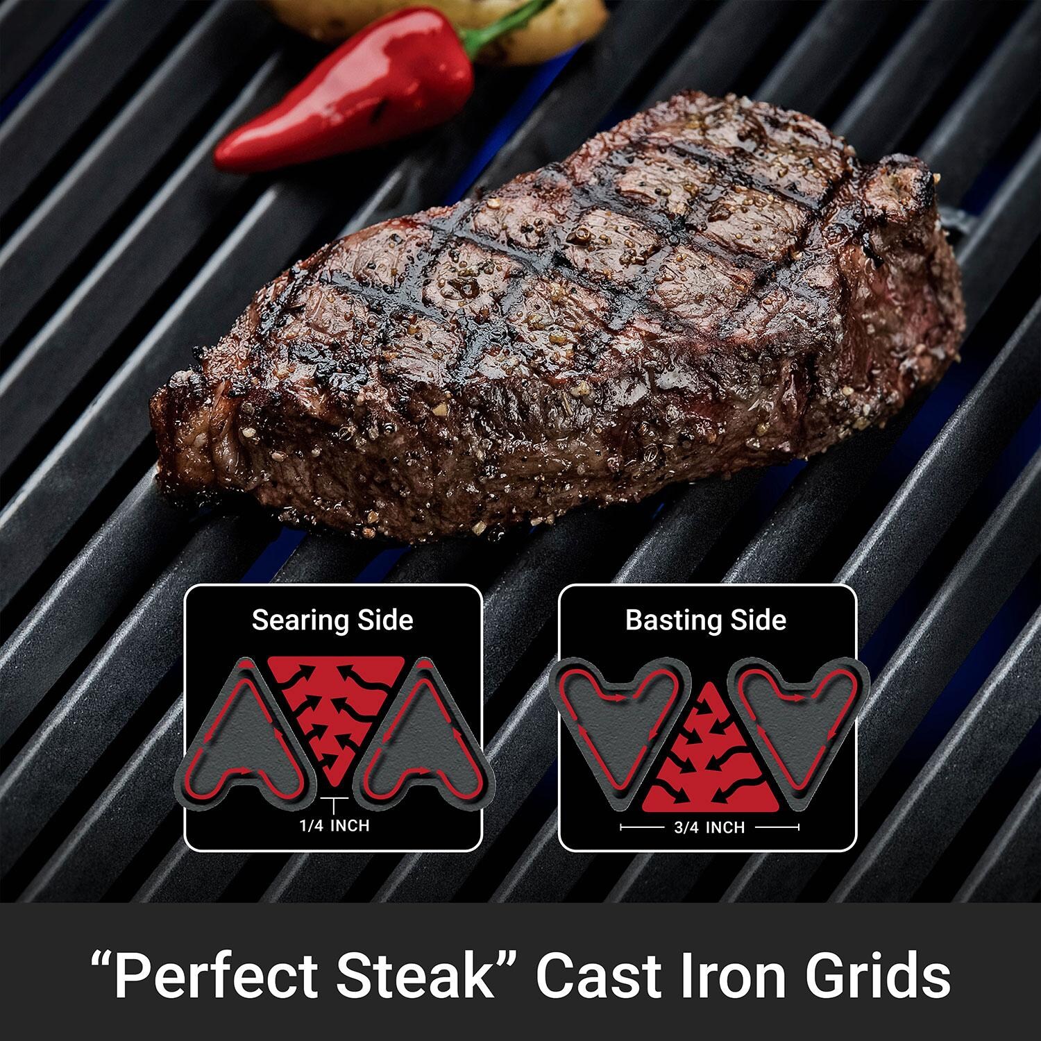 Broil King 864057 Crown 310 Shadow 3 Burner Natural Gas Grill - Black - Cast Iron Grids for 'Perfect' Cooked - Detail thumbnail