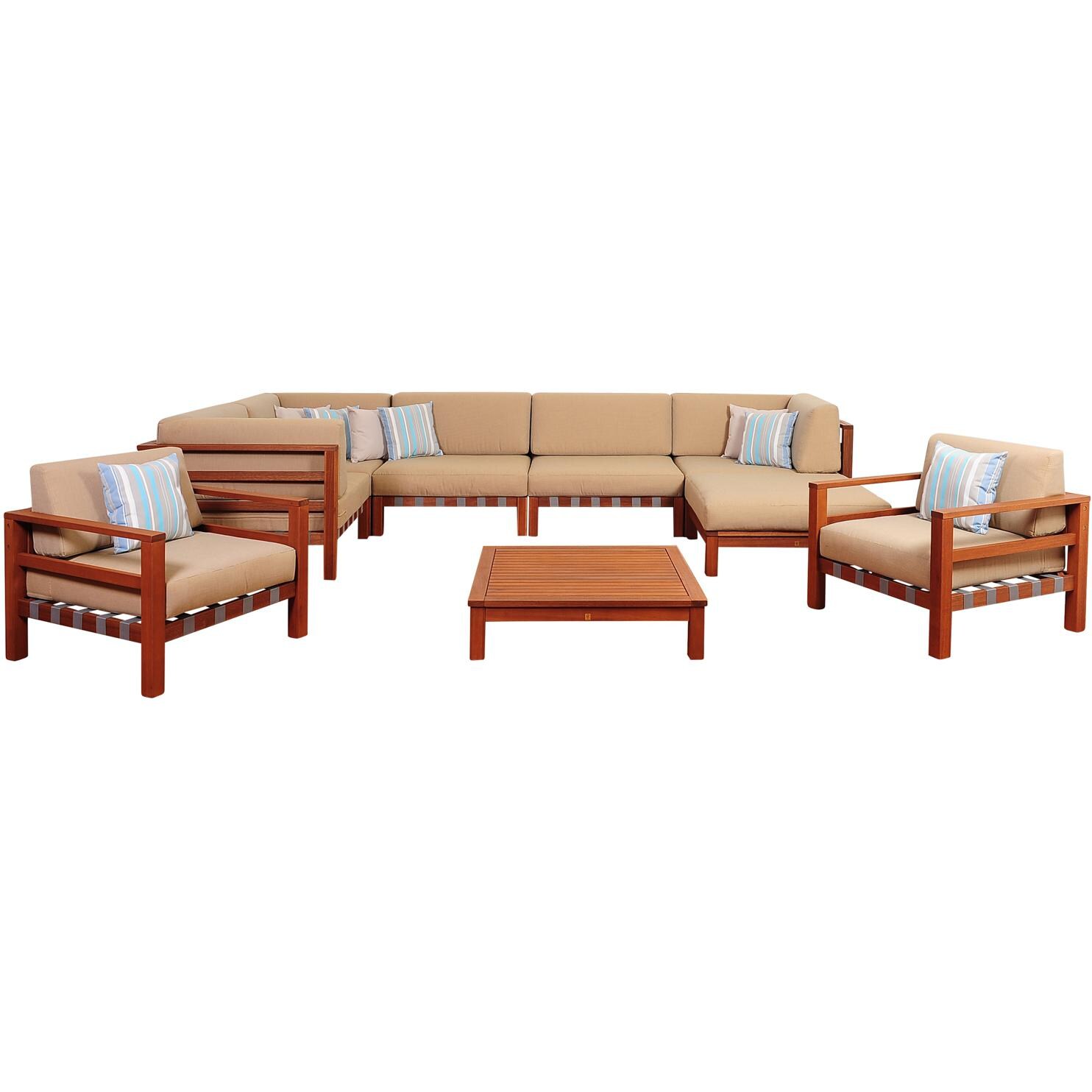 Ia Derbyshire 6 Person Eucalyptus Patio Sectional Set With Two Ia Derbyshire 6 Person Eucalyptus Patio Sectional Set With Two Club Chairs By Jamie Durie Ultimate