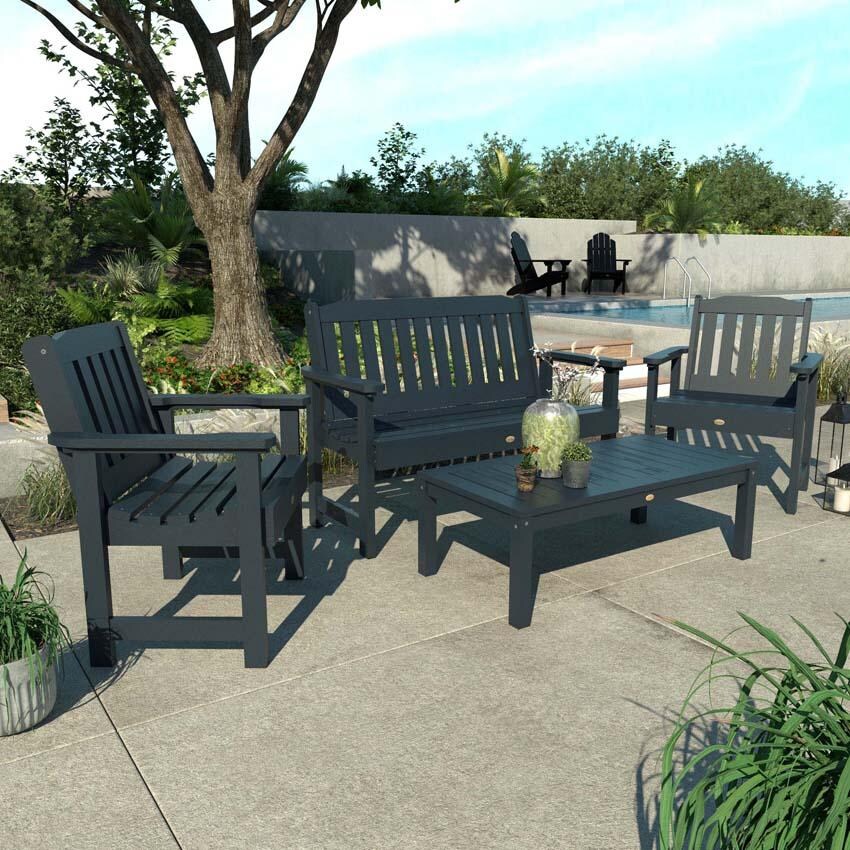 Hart Lane 4 Pc Set Recycled Plastic Seating Set in Federal Blue by Lakeview Outdoor Designs