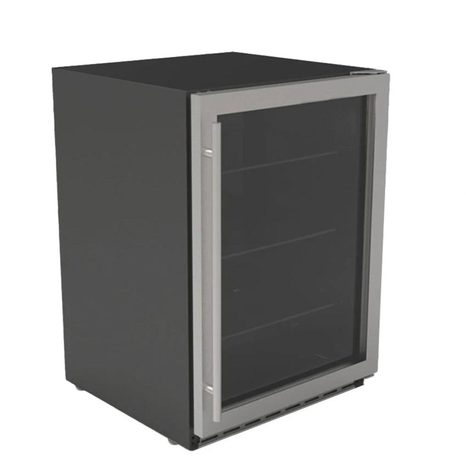 Summerset RFR-24G 24 Inch Outdoor Rated Refrigerator w/ Glass Door - Angled - White Background thumbnail