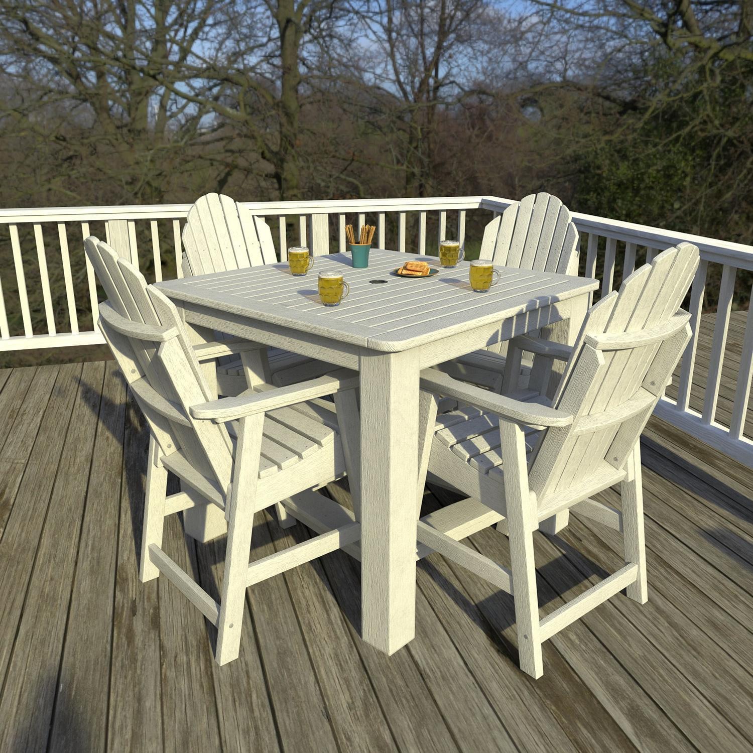 Lakeview Outdoor Designs Dream Bay 5 Pc Recycled Plastic Square Counter Height Dining Set in White by - LV-CNA44-WHE