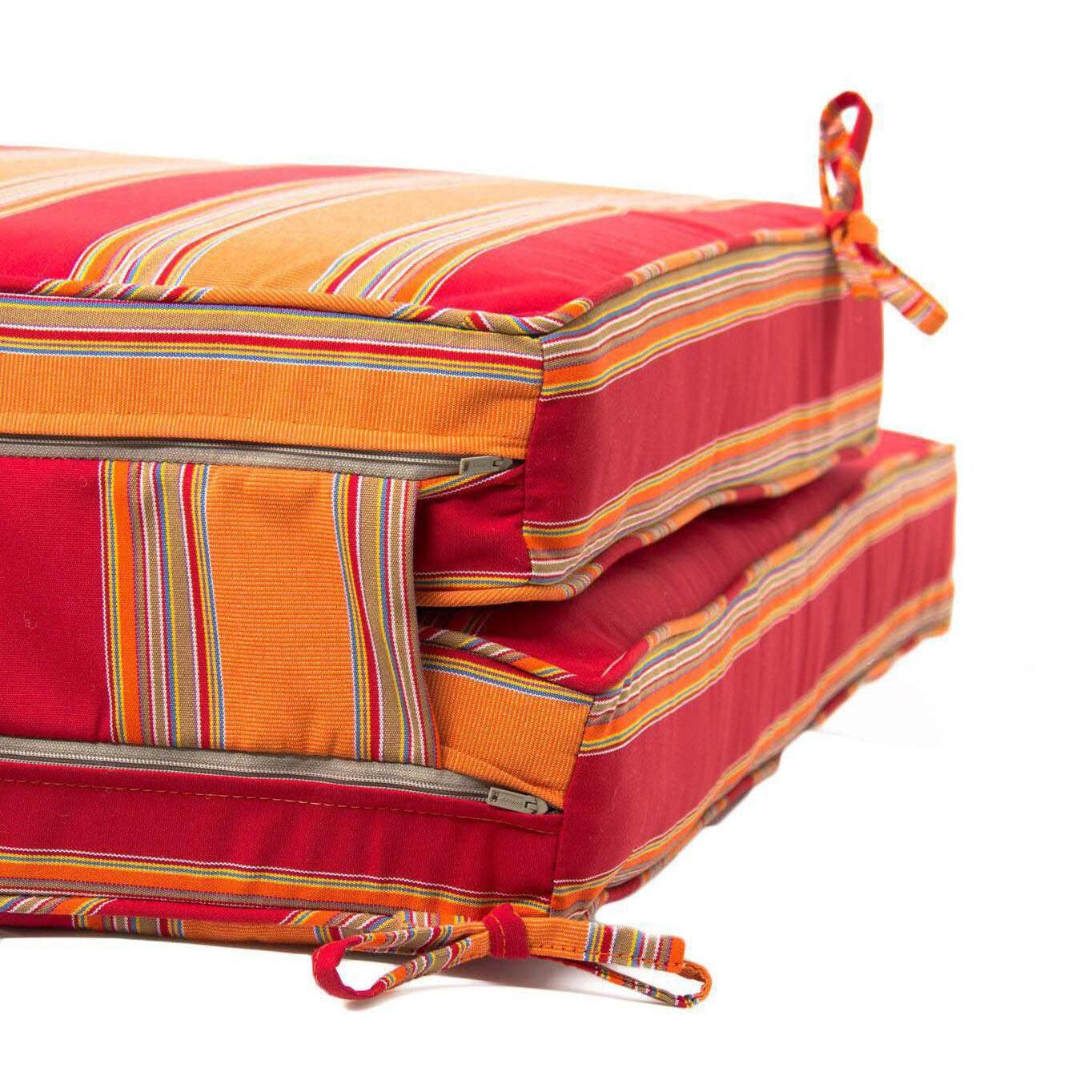 Extra Long Replacement Chaise Lounge Cushion With Piping - Zipper And Tie Detail thumbnail