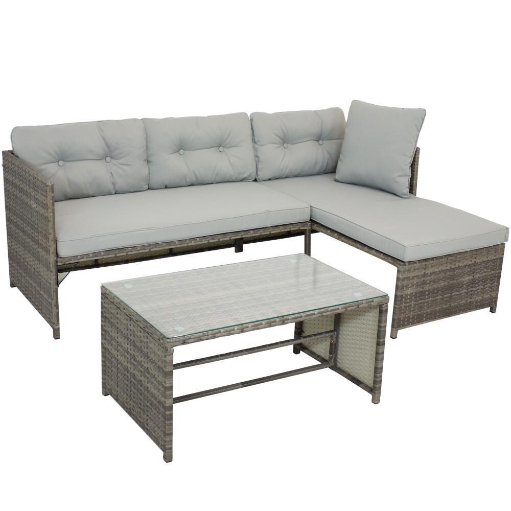 Ultimate Patio Low-Back Outdoor Patio Sectional Sofa Set W/ Cushions - Full Set - White Background thumbnail