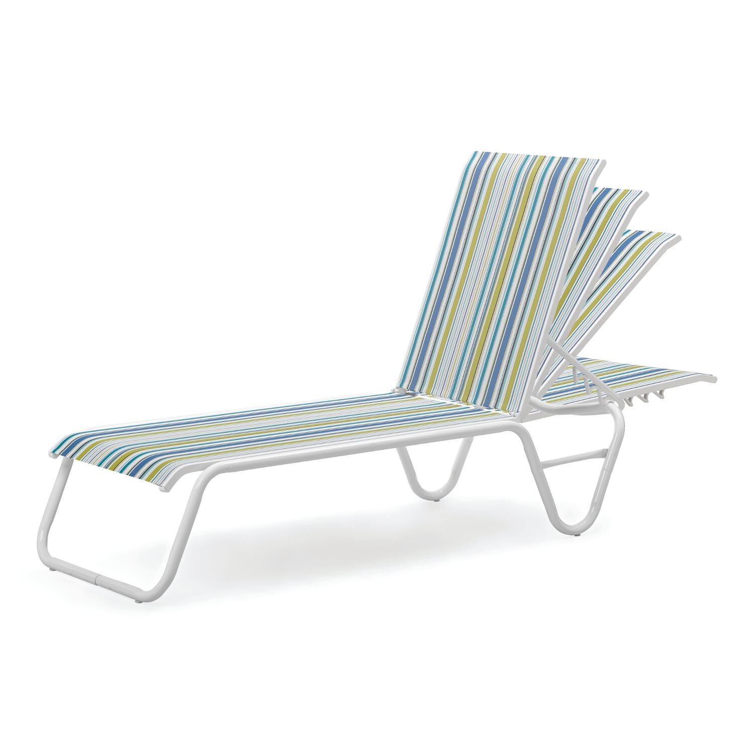 Gardenella Sling Four-Position Lay Flat Stacking Armless Chaise - Back Positions - Gloss White/Coastline thumbnail