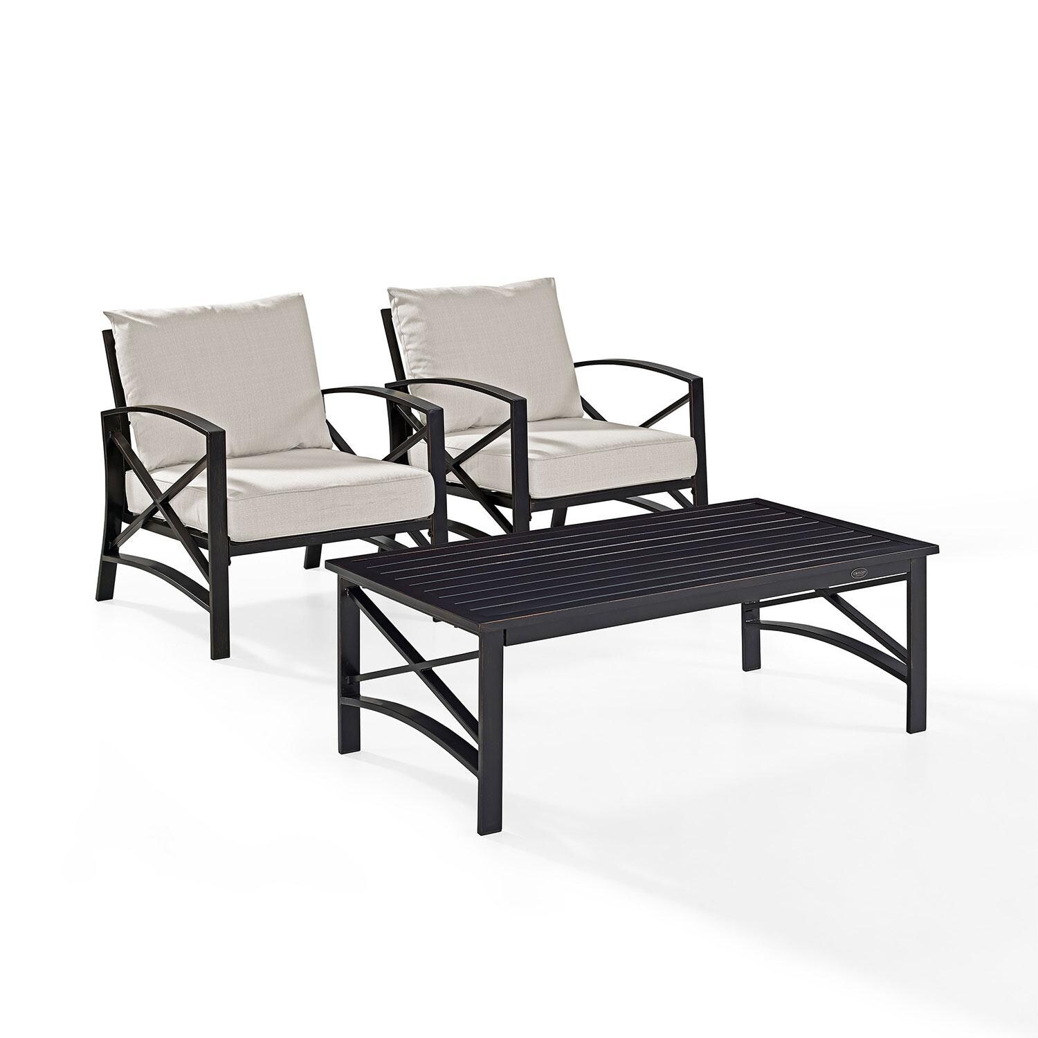 Ultimate Patio UP-82245BZ-OL 3Pc Outdoor Chair Set in Oatmeal - Display - White Background thumbnail