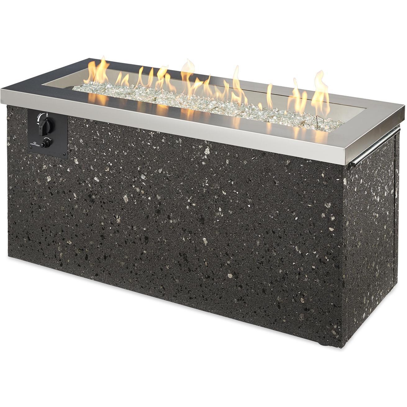 The Outdoor GreatRoom Company Key Largo Linear Gas Fire Pit Table - Stainless Steel - Flame thumbnail