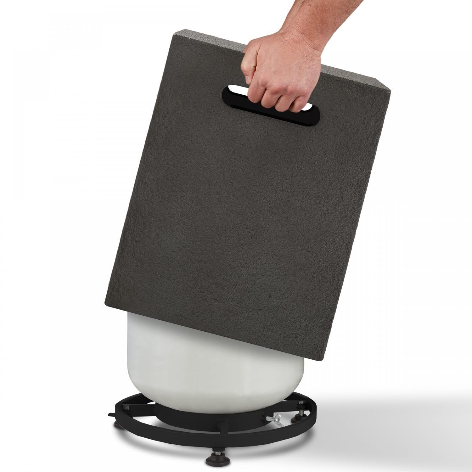 Lakeview Outdoor Designs SC-575-GLG Villa Flora Propane Tank Cover - Glacier Gray - Demonstration thumbnail