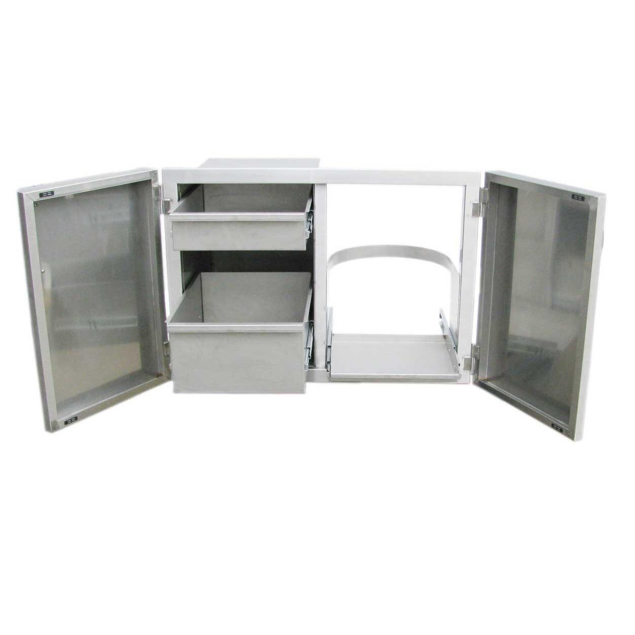 Sunstone Premium 32-Inch Double Access Door With Drawer & Propane Tank Storage - Open thumbnail