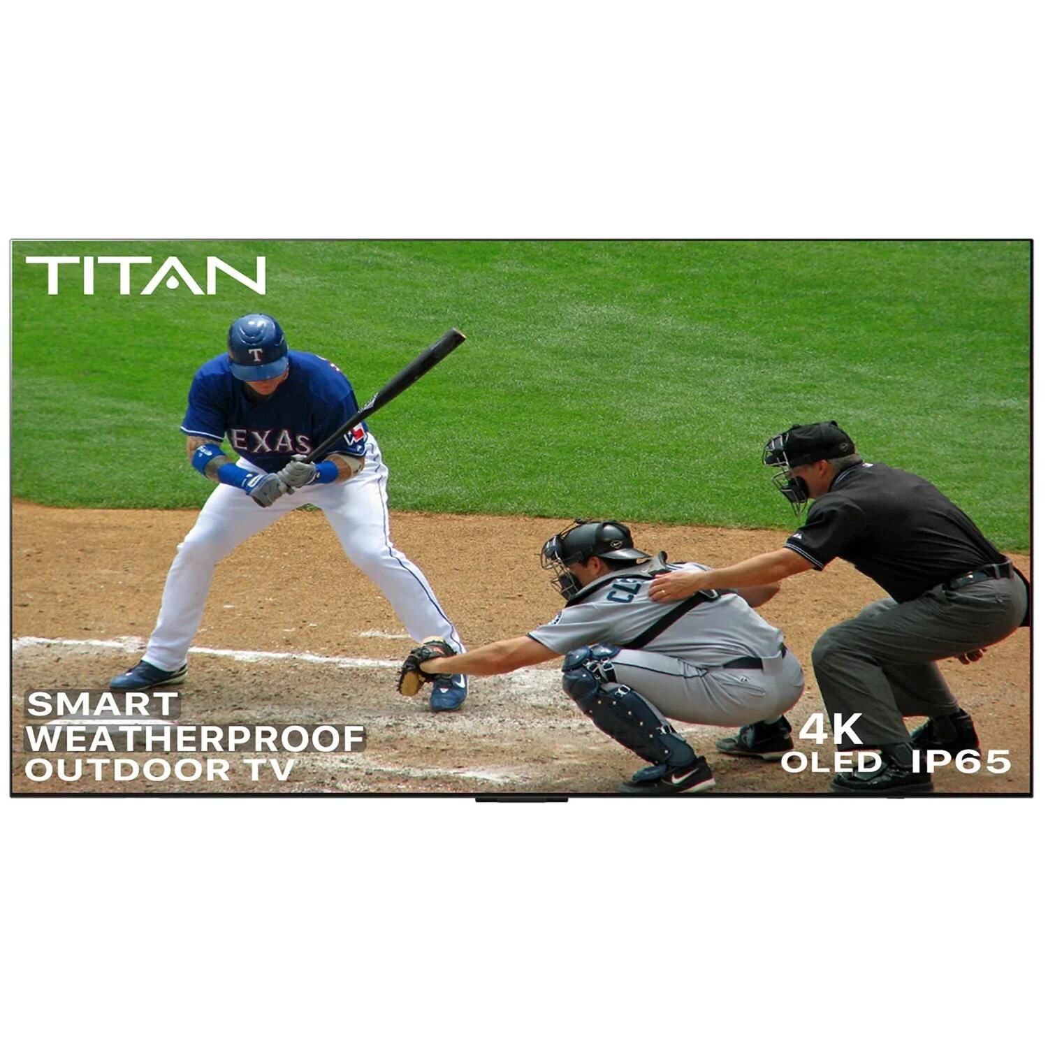 Titan BQG-L100-OLED-048-010 L100 Series 48 Inch Partial Sun 4K OLED Smart Outdoor TV W/ Built-In Alexa - Screen - White Background thumbnail