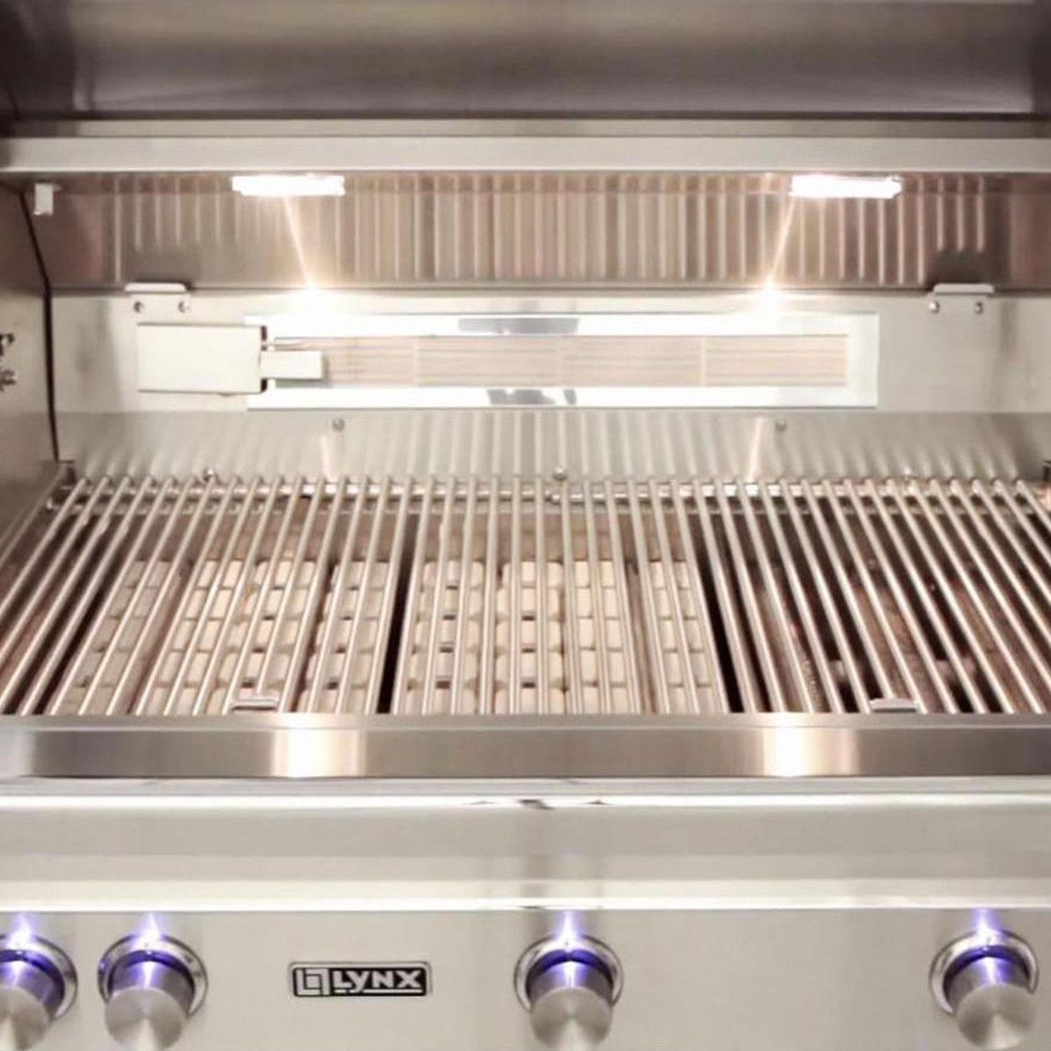 Lynx L36TR-PBLP Professional 36 Inch Built-In Propane Gas Grill w/ One Infrared Trident Burner & Rotisserie in Pacific Blue - Dual Halogen Lights - White Background