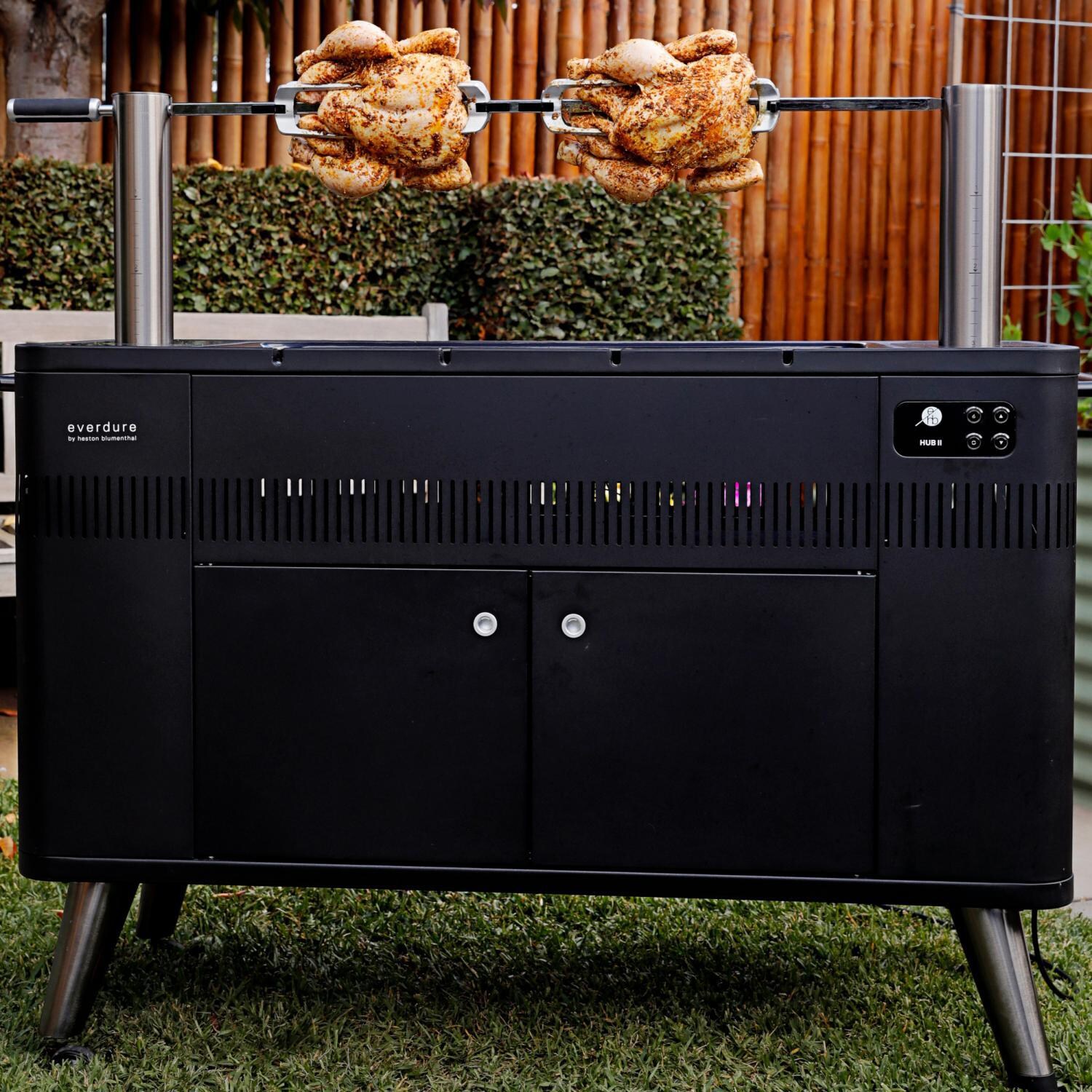 Everdure HBCE3BUS HUB II 54-Inch Charcoal Grill With Rotisserie & Electronic Ignition - Rotisserie Chicken thumbnail