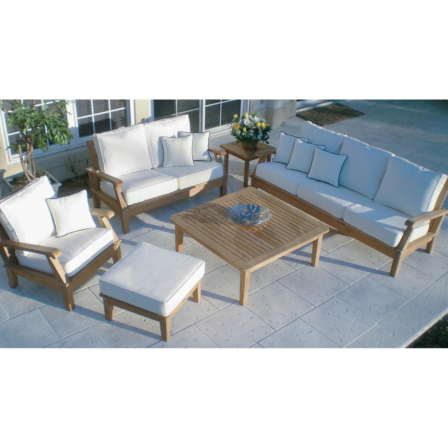 Royal Teak Collection Miami 6 Person Teak Deep Seating Set - Full Image thumbnail