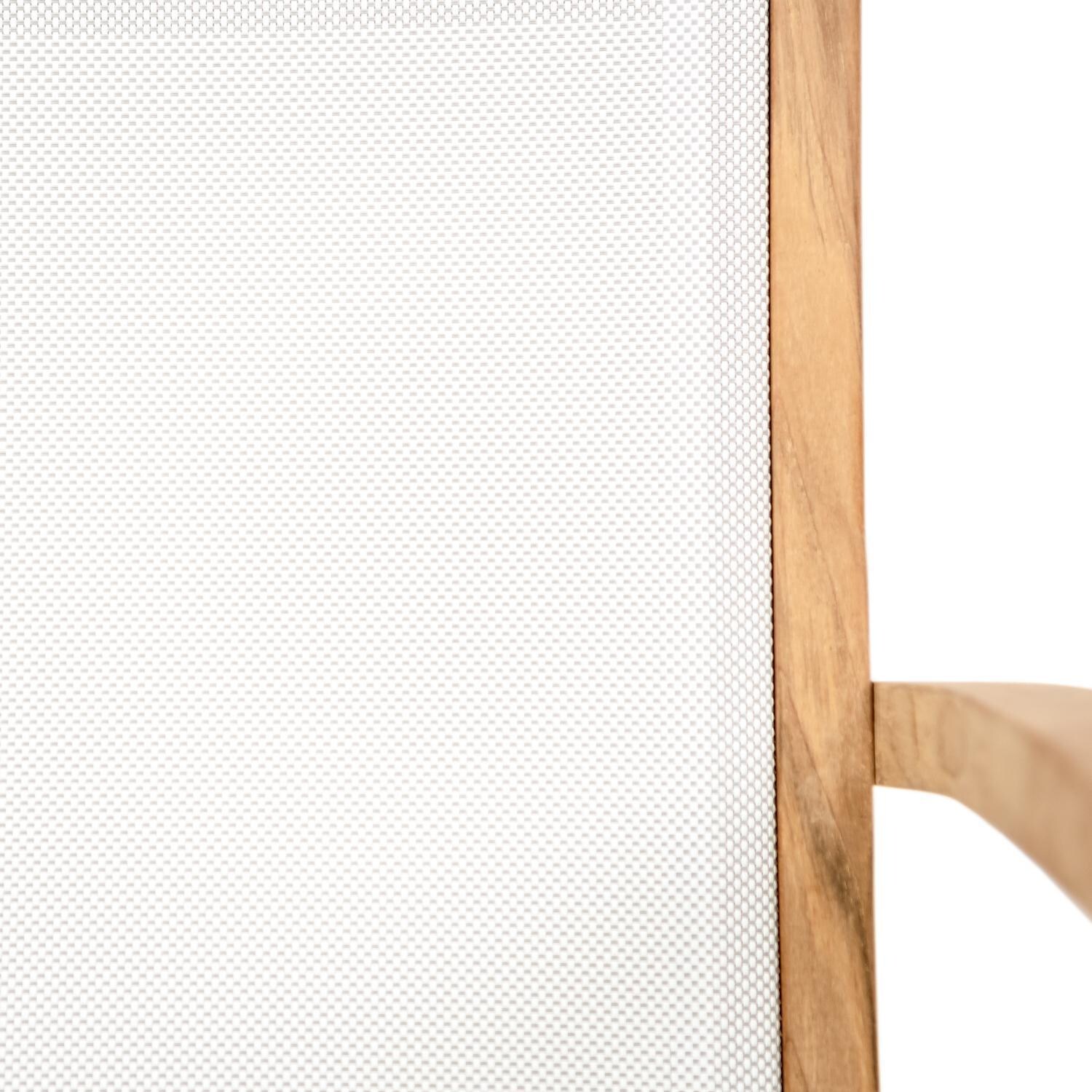 Teak + Table Cayman Sling Stacking Chair in White - Sling Detail - Detail thumbnail