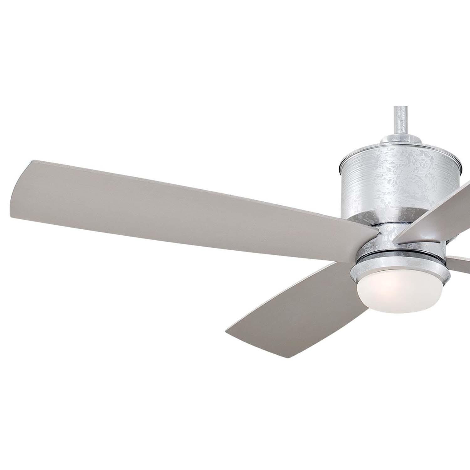 Minka-Aire F734L-GL Strata 52-Inch 4-Blade LED Ceiling Fan in a Galvanized Finish w/ Silver Blades & Etched Opal Glass - Blades thumbnail