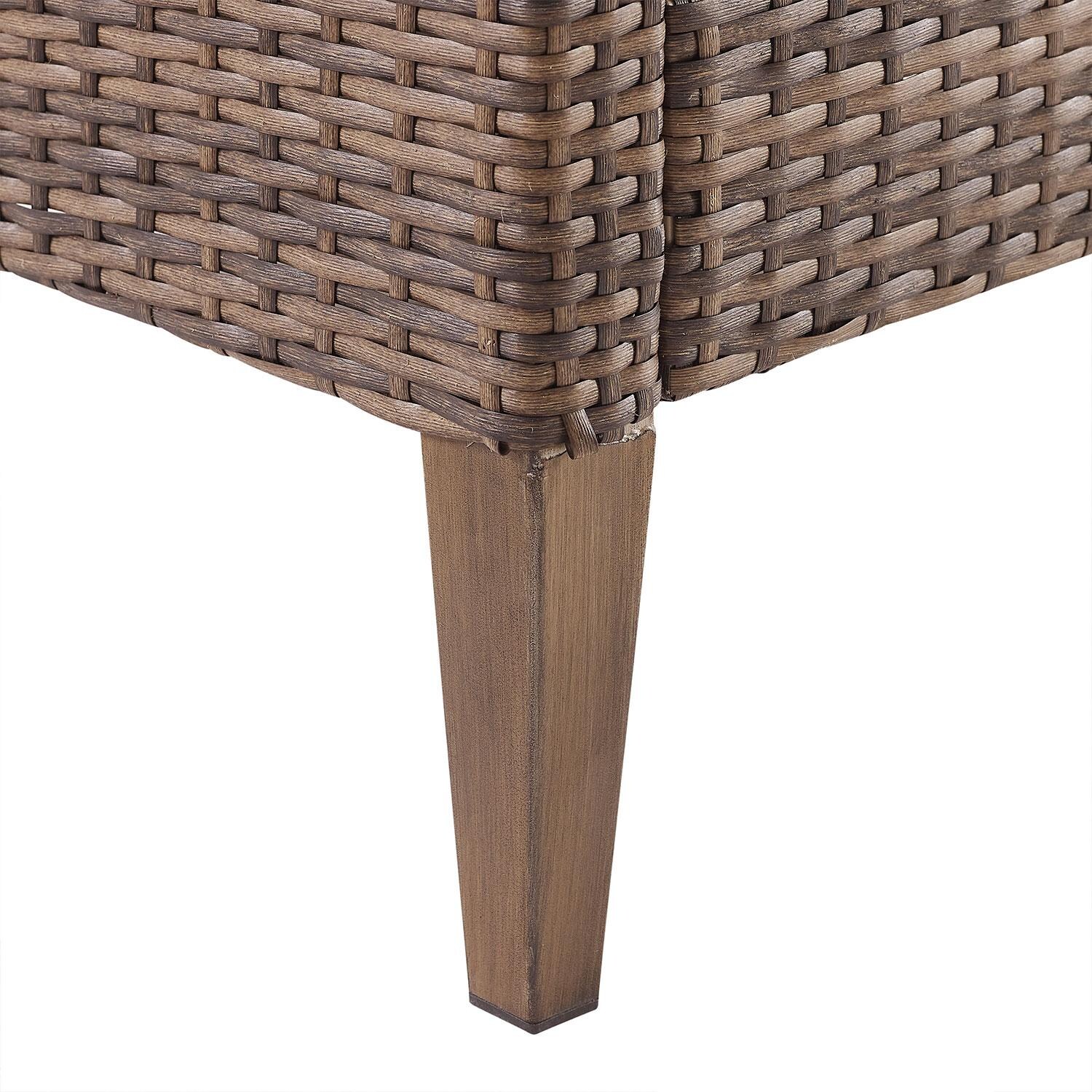 Ultimate Patio UP-92426BR-CR 3Pc Wicker Outdoor Sofa Patio Furniture Set in Creme - Base Leg - Detail thumbnail