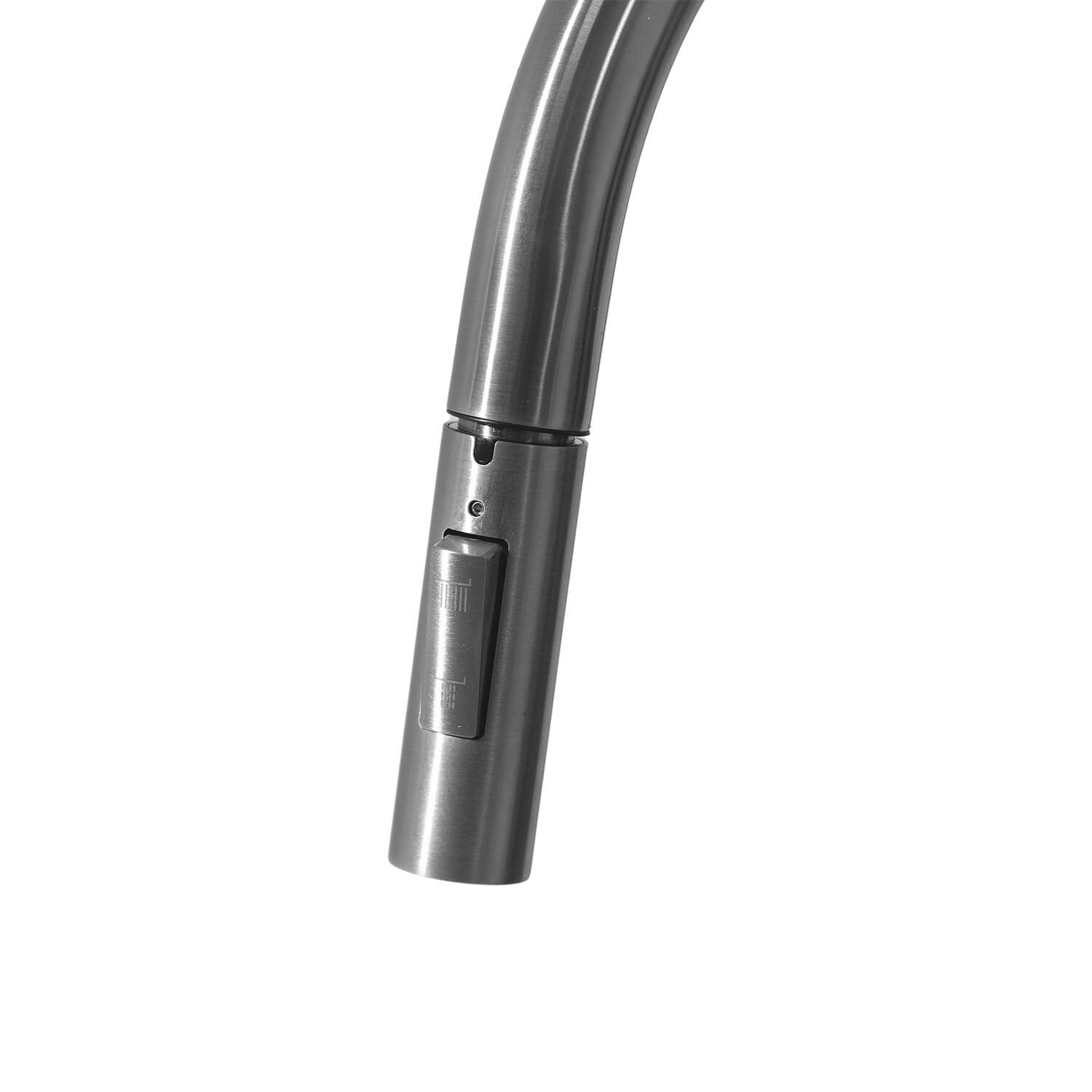 BBQGuys Signature BBQ-K163 Stainless Steel Outdoor Single Handle Pull-Down Gooseneck Hot/Cold Faucet - Sprayer Can Switch Between Spray & Stream thumbnail