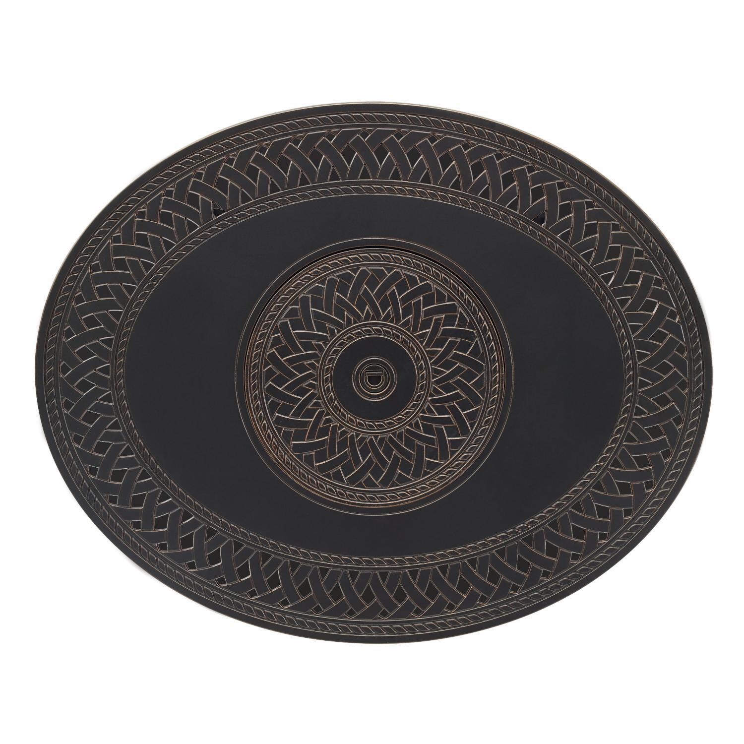 Ultimate Patio 63698-NG Palm Way 40-Inch Oval Aluminum Natural Gas Fire Pit - Top View thumbnail