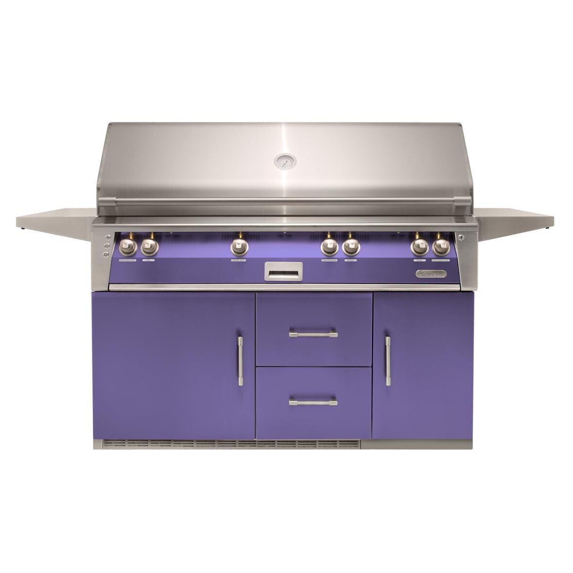 Alfresco ALXE 56-Inch Freestanding Propane All Grill On Refrigerated Cart With Sear Zone And Rotisserie in Blue Lilac - ALXE-56BFGR-LP-S4005