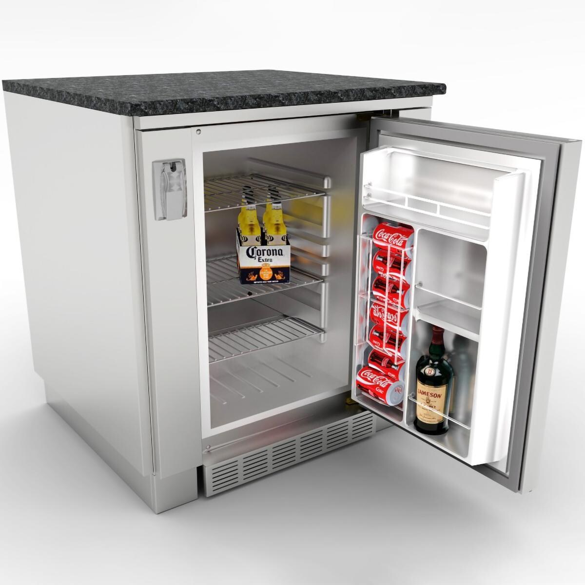 Sunstone SAC30APC 30-in Outdoor Kitchen Refrigerator Appliance Cabinet - Beverages Stored - White Background thumbnail