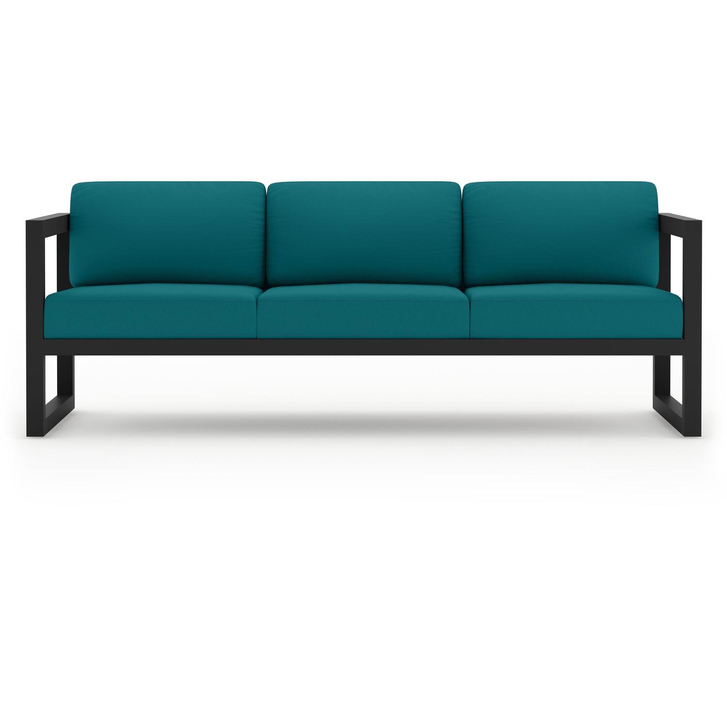 Lakeview MSTYCV-BK-2SS-PC Misty Cove 2 Pc Aluminum Seating Set in Black w/Spectrum Peacock by Lakeview Outdoor Designs - Sofa - White Background thumbnail