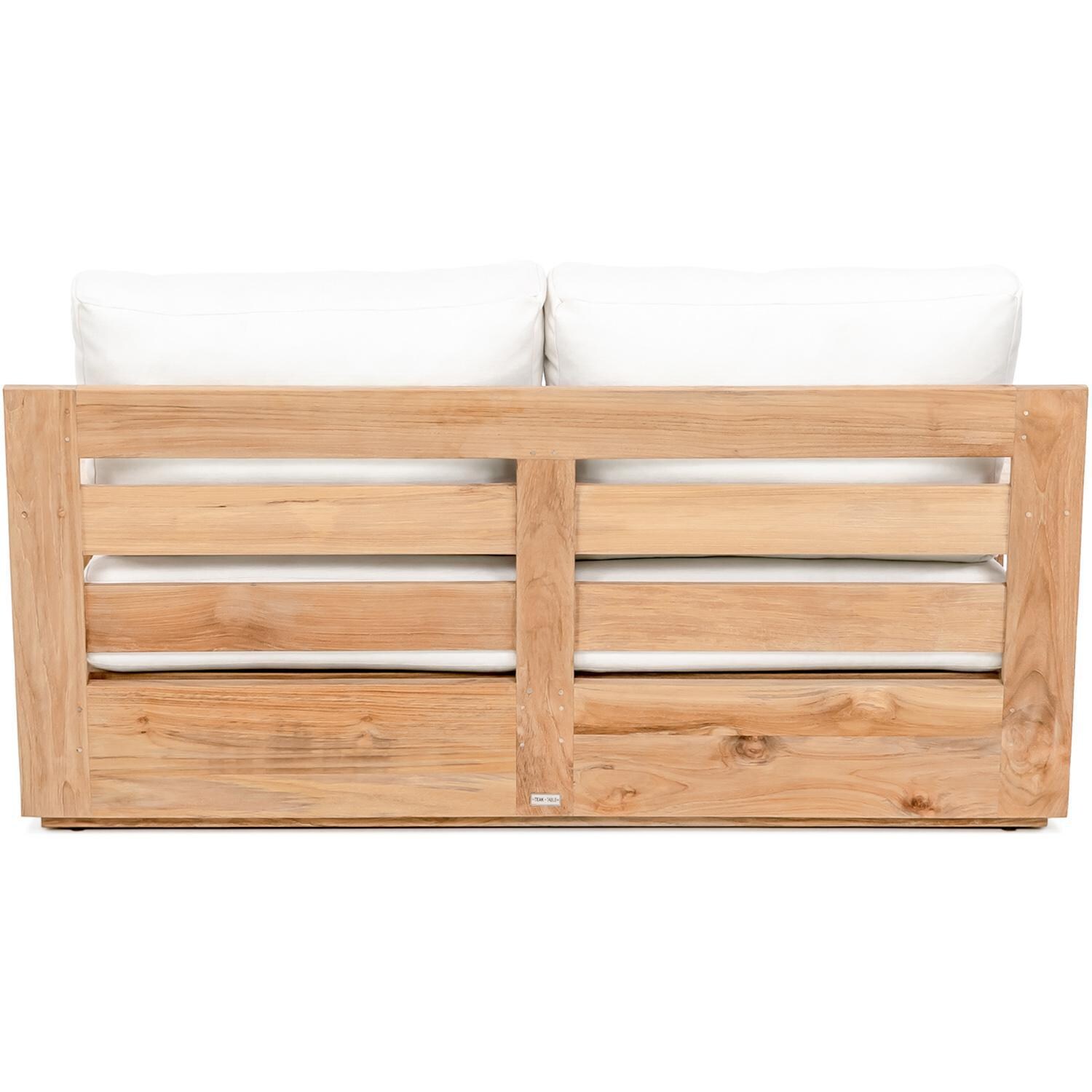 Teak + Table Atlantic Teak Patio Loveseat in Granite - Back (Natural cushions shown) - White Background thumbnail