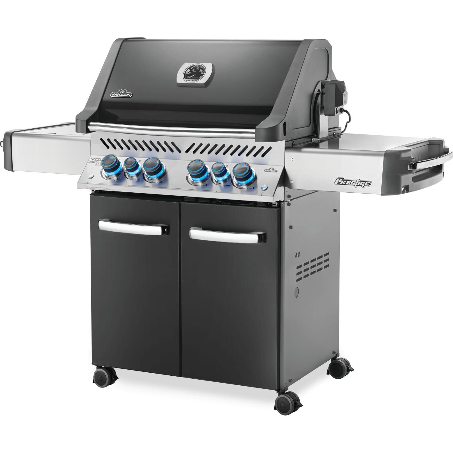 Napoleon Prestige 500 Propane Gas Grill with Infrared Rear Burner and Infrared Side Burner - Charcoal Grey - P500RSIBPCH-3 (2019) - Angled View thumbnail