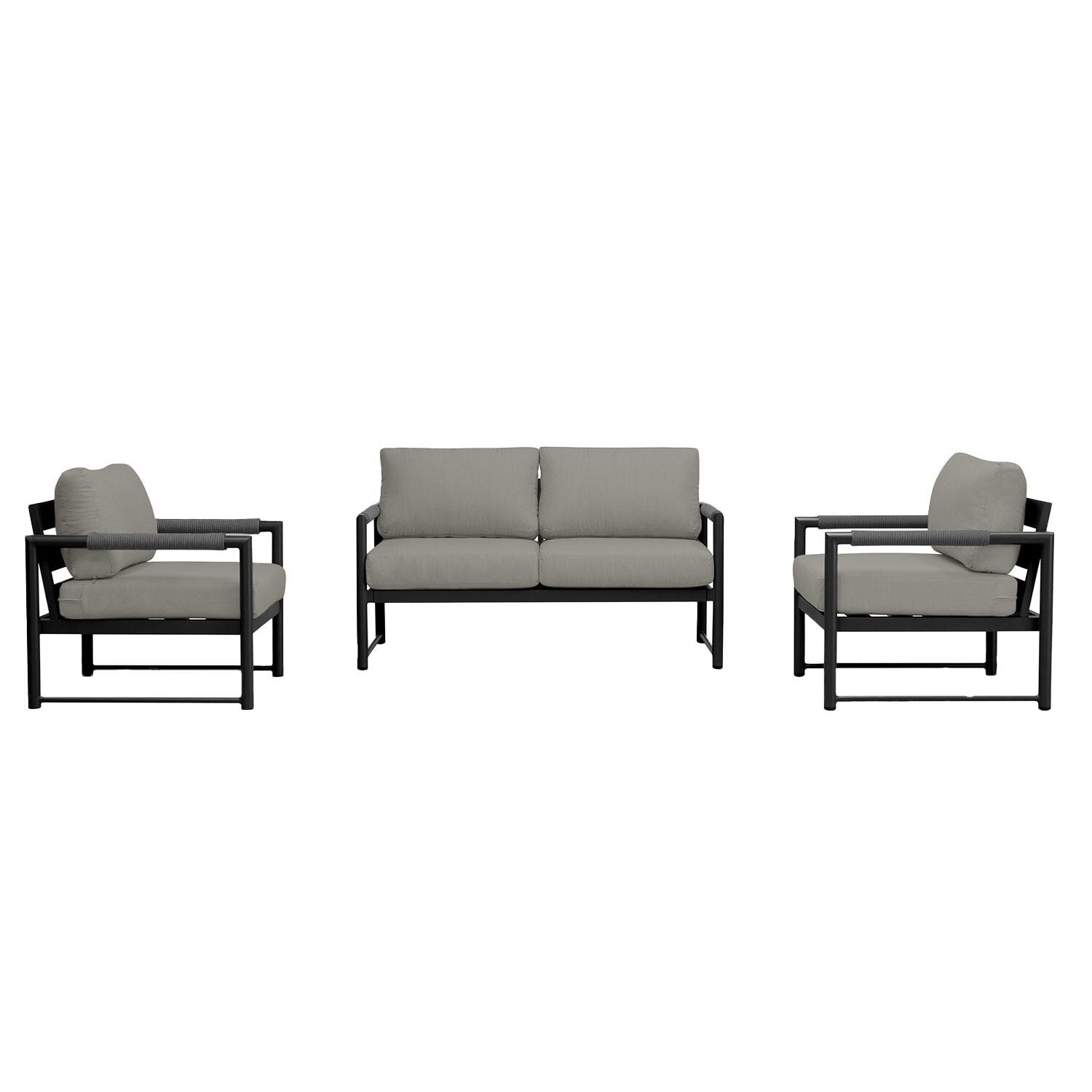Lakeview AVEBAY-BK-CO-SET120-CC Avenue Bay Black/Carbon 3 Pc Loveseat Set - Canvas Charcoal - Display - White Background thumbnail