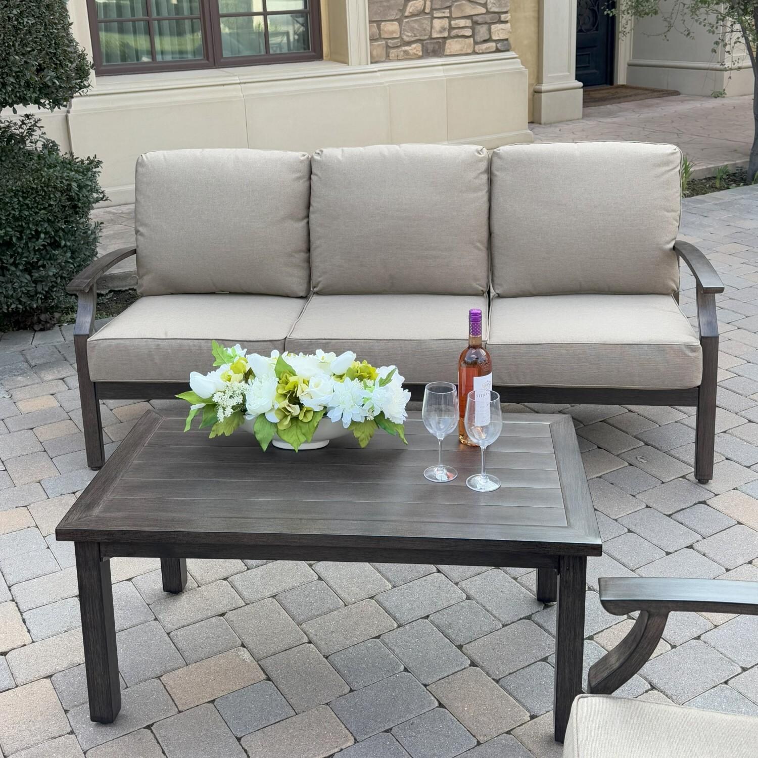 Atlantis 41 7/10-in Walnut Aluminum Coffee Table by Darlee - Sofa & Table - Lifestyle thumbnail