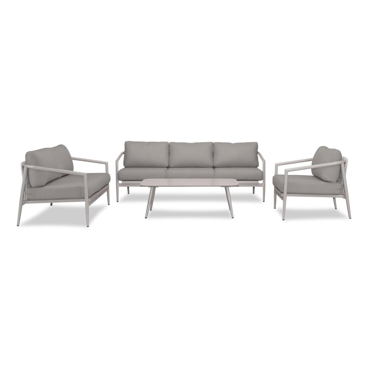 Lakeview Midnight Cove 4 Pc Aluminum Sofa Loveseat Seating Set in Urban Stone/Carrera/Canvas Charcoal - Front - White Background thumbnail