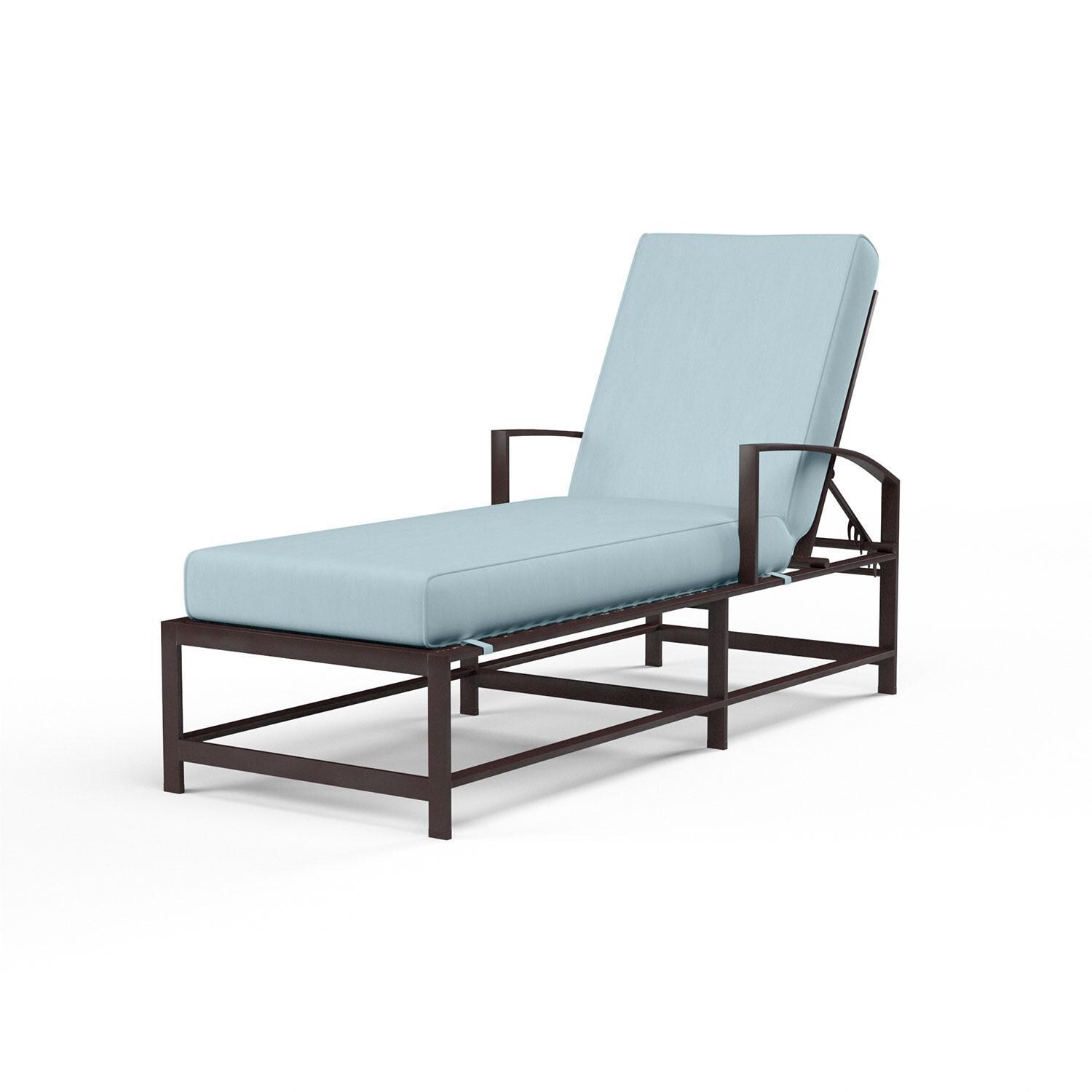 La Jolla Aluminum Patio Chaise Lounge in Canvas Skyline w/ Self Welt By Sunset West - Display - White Background thumbnail