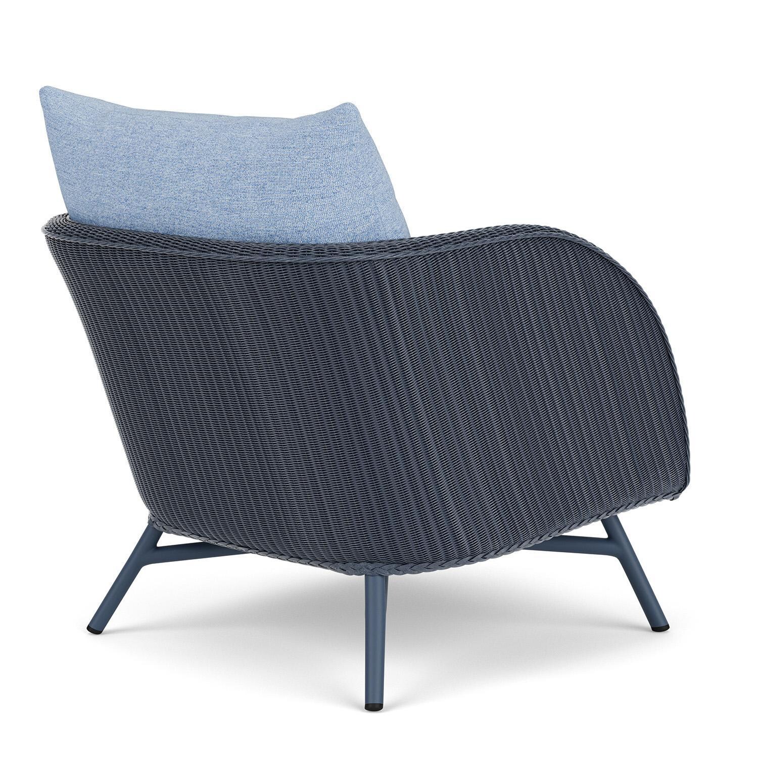 Lloyd Flanders Essence Lounge Chair W/Demo Skyway Fabric - Denim Blue Finish - Back Right thumbnail