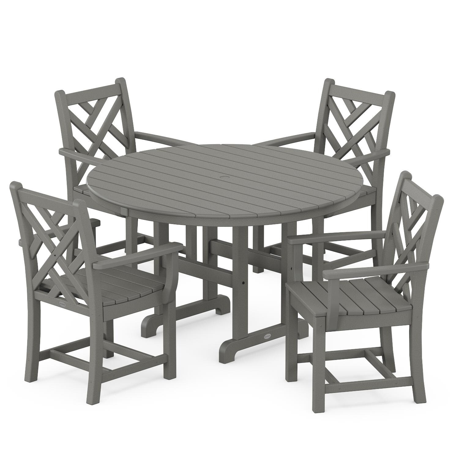 POLYWOOD 5-Piece Slate Gray Chippendale Patio Dining Set thumbnail