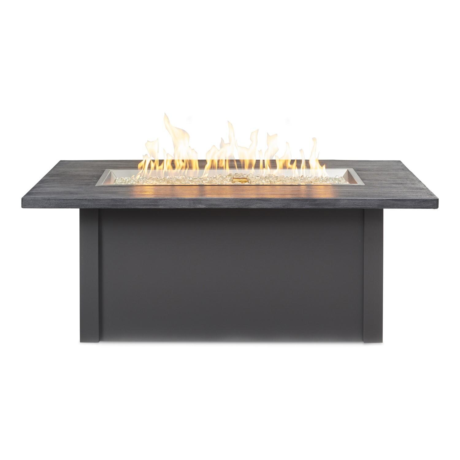 Havenwood 62 Inch Propane Fire Pit Table W/ Carbon Grey Top & Grey Base - Front Flames - White Background thumbnail