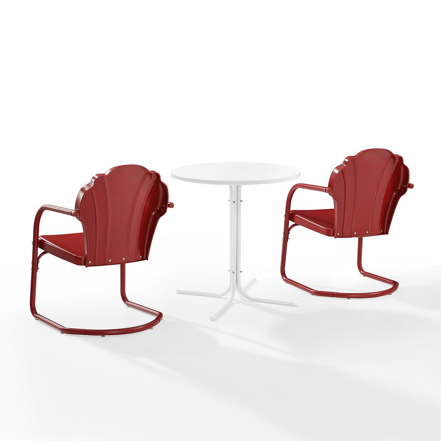 Ultimate Patio UP-32243RE 3Pc Retro Outdoor Bistro Set in Dark Red - Rear - White Background thumbnail