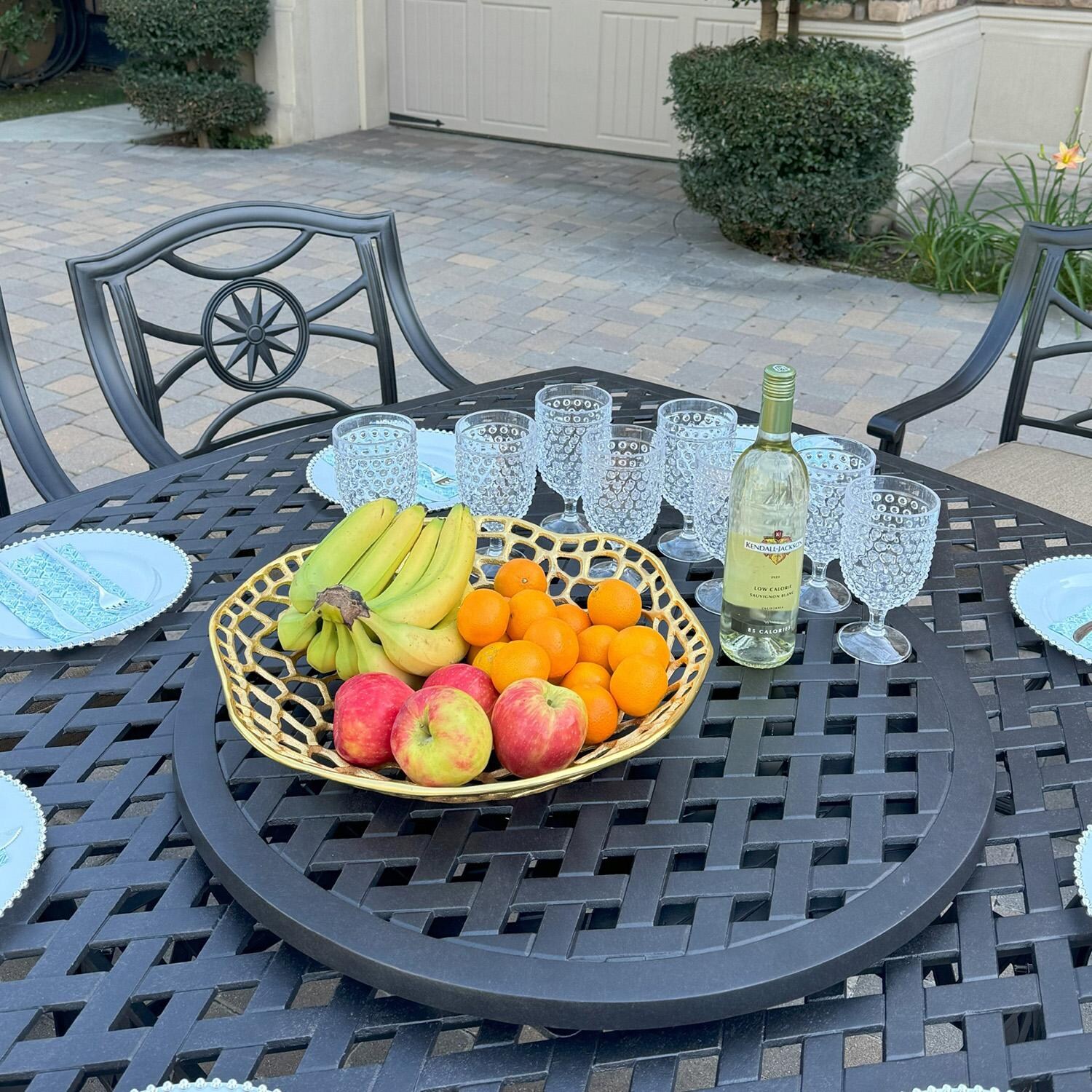 Darlee 30-inch Lazy Susan - Antique Bronze - On Table - Lifestyle thumbnail