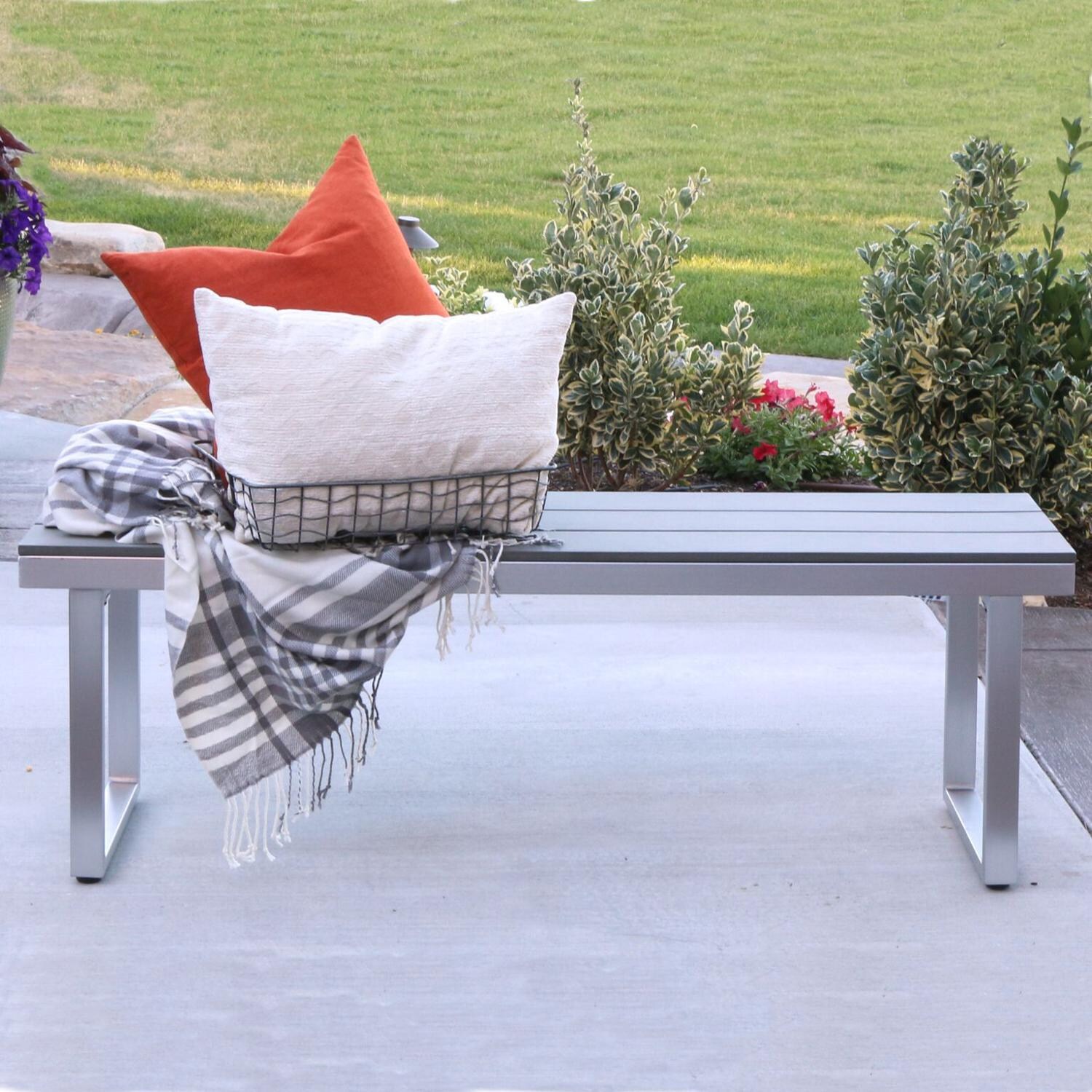 Ultimate Patio Resort Bay 50 Inch Aluminum Backless Patio Bench - Lifestyle thumbnail