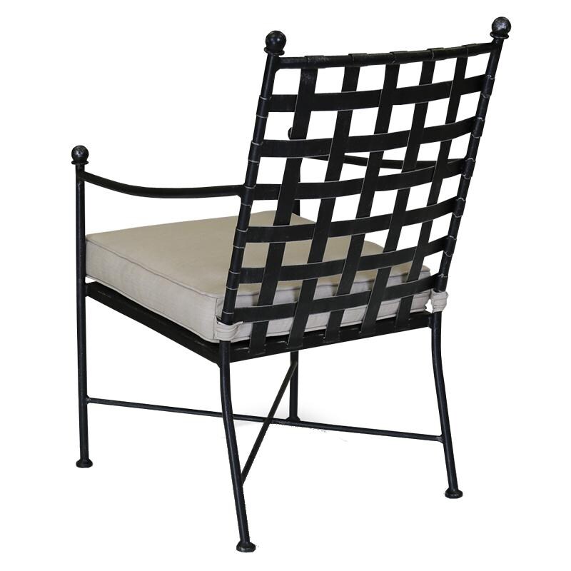 Provence 2 Piece Wrought Iron Patio Dining Arm Chair -Back View thumbnail