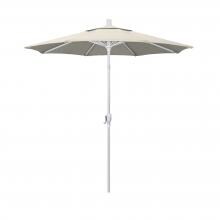 California Umbrella 7.5 Ft. Octagonal Aluminum Push Button Tilt Patio Umbrella W/ Crank Lift & Aluminum Ribs - Matted White Frame / Olefin Antique Beige Canopy