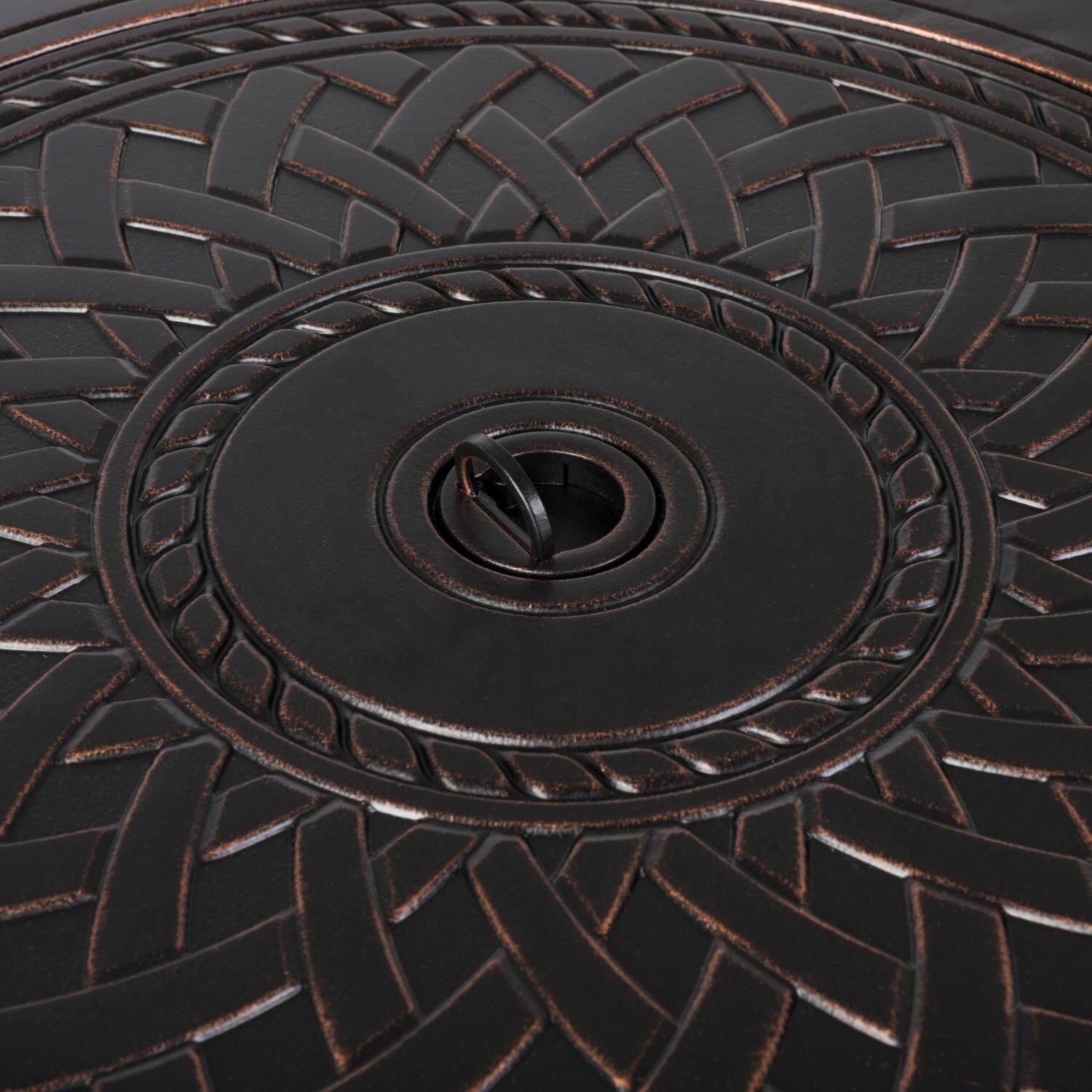 Ultimate Patio 62988 Palm Way 33-Inch Round Aluminum Propane Gas Fire Pit - Cover Detail thumbnail