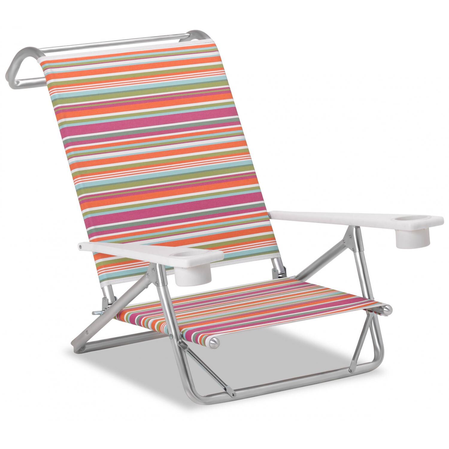 Original Mini-Sun Folding Aluminum Beach Chair With Cupholders By Telescope Casual - Malibu thumbnail