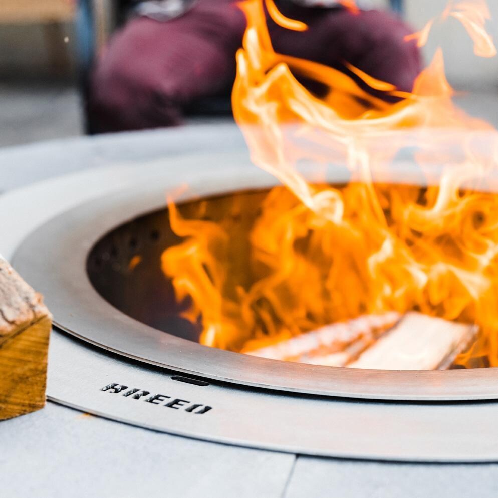 Breeo BR-IN19RD X Series 19 Inch Stainless Steel Round Insert Ring - Up Close - Lifestyle thumbnail