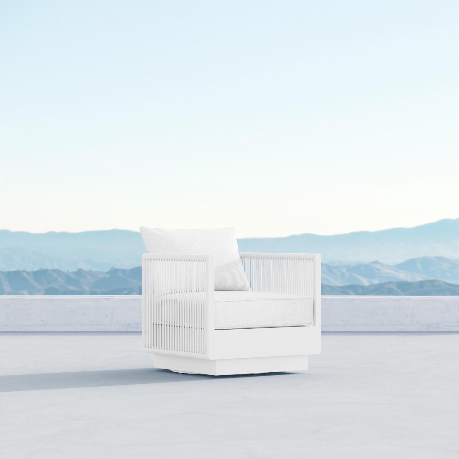 Porto Woven Rope Swivel Club Chair in Pearl Gray/Cloud by Azzurro Living