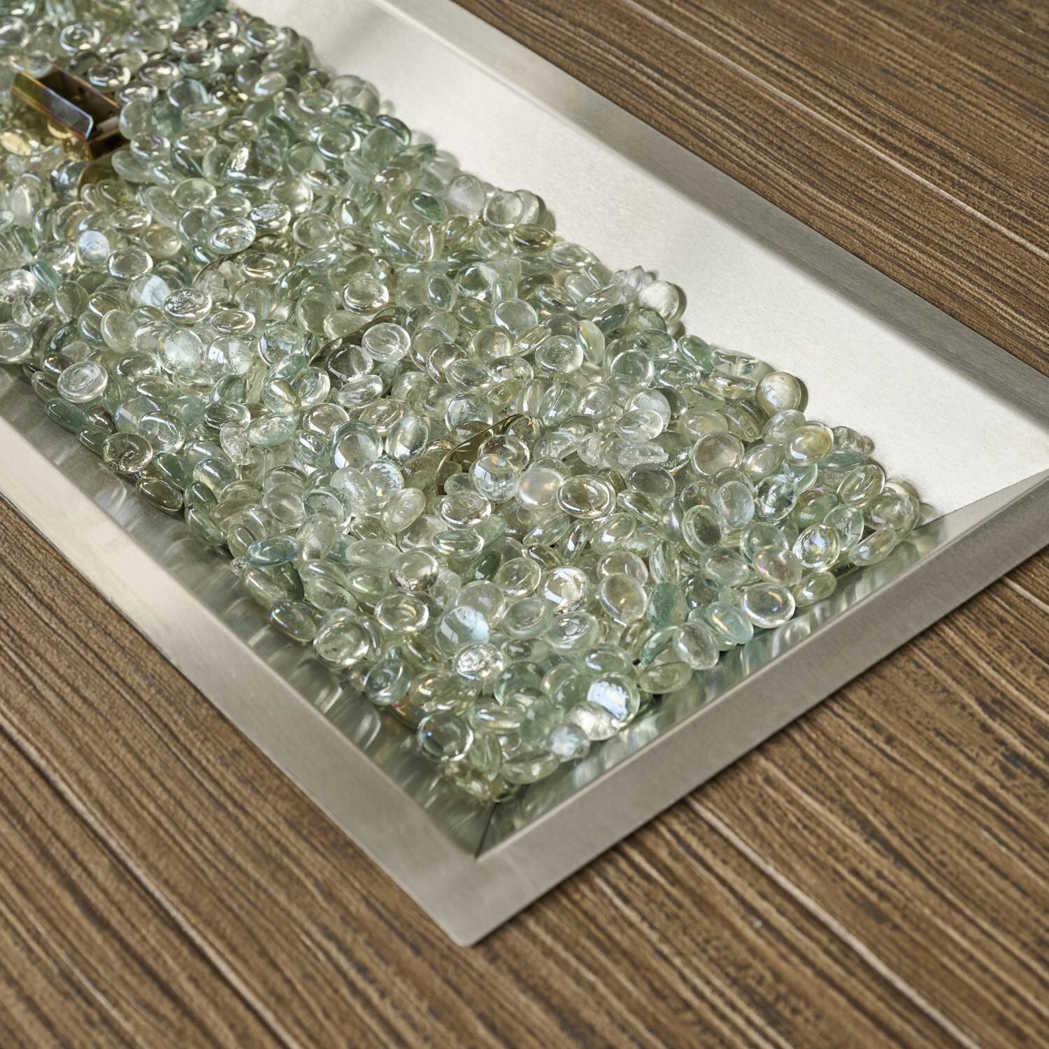 Havenwood 62 Inch Fire Pit Table W/ Driftwood Top & Grey Base - Glass Beads - Detail thumbnail